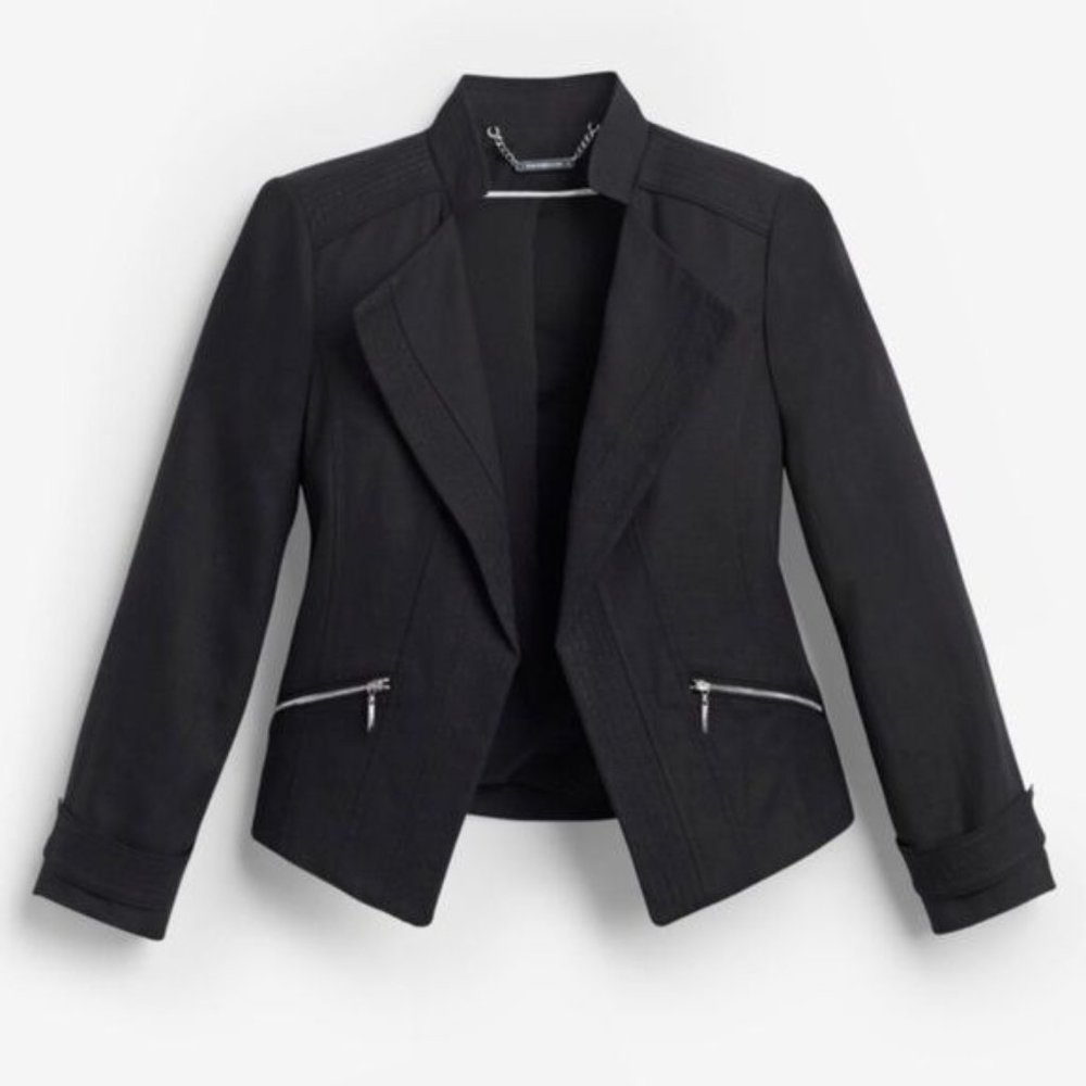 White House Black Market Cropped Linen Blazer Jacket 8 Medium - Picture 1 of 11